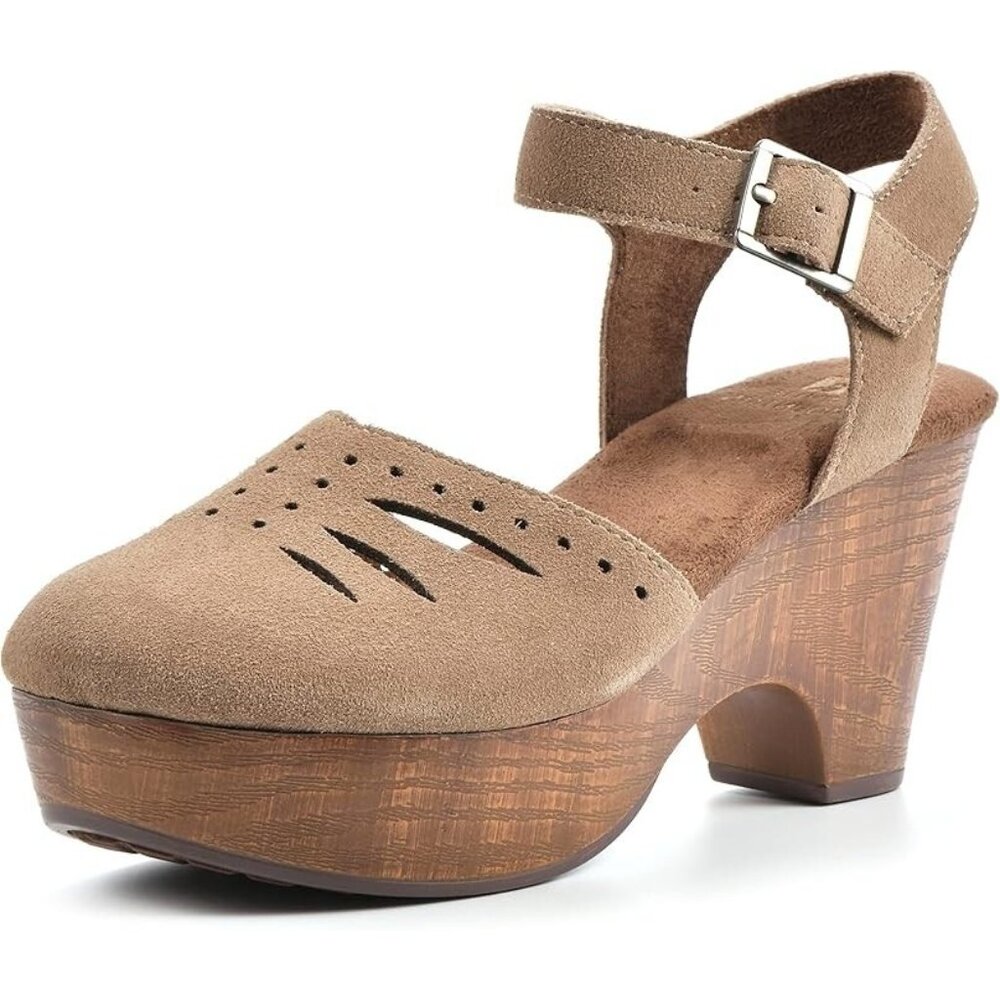WHITE MOUNTAIN Shoes Women's 7 Cassidy Clog Leather Pump Heels‎ Boho Cottagecore